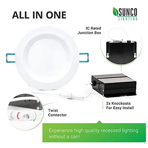 10w 4 ultra-thin recessed ceiling light with junction box|sunco ceiling lights 12 pack.